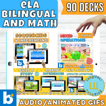 Preview of 90 BOOM Cards | Ela Bilingual and Maths