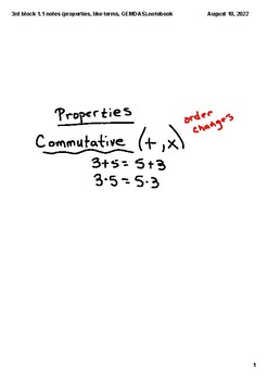 Preview of Teacher notes (Algebraic Properties & Order of Operations)