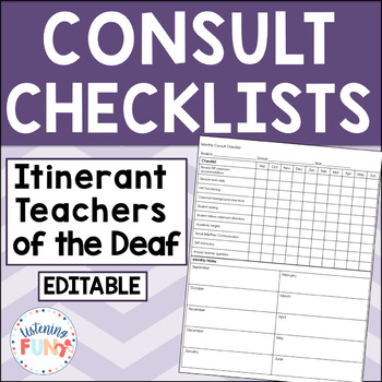 Preview of Teacher of the Deaf Consult Checklists Editable