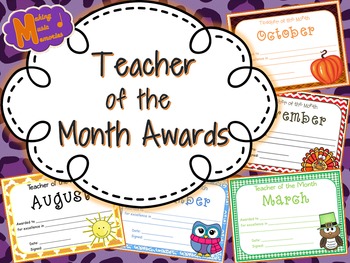 Teacher of the Month Awards (August - June) | TpT