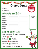 Teacher or Student Secret Santa Sheet