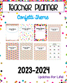 Teacher planner 2023-2024 Confetti Theme- Editable
