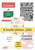 Teacher planners  2024 bundle of 8 with 4 new year calendars