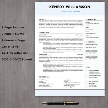 Teacher Resume Template Download With Cover Letter In Microsoft Word