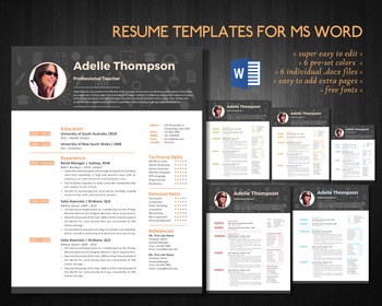 Teacher resume template for Word (docx) by Inkpower | TPT