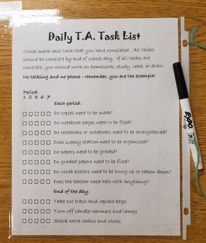 Preview of Teacher's Aide Checklist