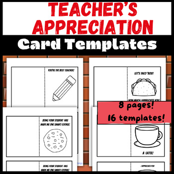 Preview of Teacher's Appreciation Week Cards Template | Fine Motor & Scissors Activities