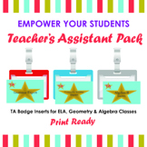 Teacher's Assistant (TA) Badge Inserts- Peer Feedback Strategy