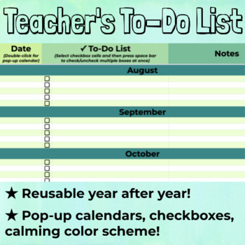 Preview of Teacher's Colorful To-Do List Template
