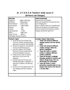 Preview of Teacher's Edition At- S.T.R.E.A.M. Lesson 3 "Patterns and Changes"