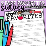 Staff Favorites Survey Teacher's Favorite Things Freebie