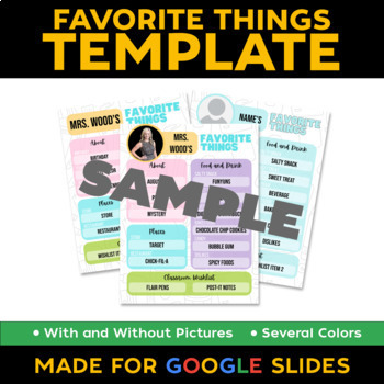 Preview of Teacher's Favorite Things Template for Google Sheets