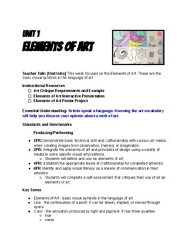 Preview of Teacher's Guide: 9 Units of Art (Curriculum Map) Microsoft