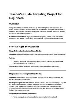 Preview of Teacher's Guide: Investing Project for Beginners