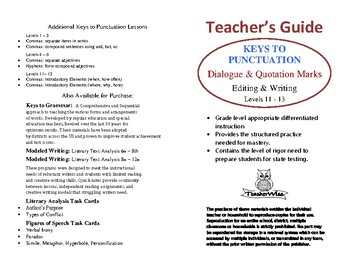 Preview of Teacher's Guide: Keys to Punctuation Levels 7 - 10 QUOTATION MARKS