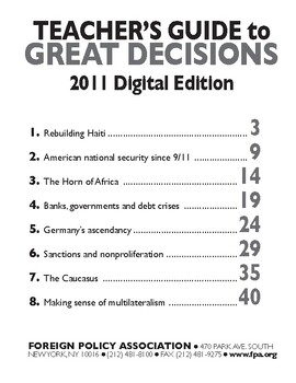Preview of Teacher's Guide To Great Decisions 2011 Digital Edition