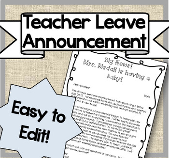 Preview of Leave Announcement to Students and Families! (Maternity/Paternity/Adoption )