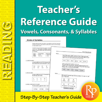 Preview of Teacher's Reference Guide: Vowels, Consonants, & Syllables