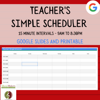 Preview of Teacher's SIMPLE Scheduler | Daily Class Schedule | Google Sheet & PDF printabl