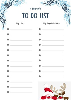 Preview of Teacher's To Do List - Winter Theme