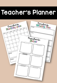 Preview of Teacher's Weekly/Monthly Planner and Notes (Minimalist Design)