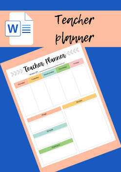 Preview of Teacher’s Weekly Planner: Customizable Word Template TPT Teachers NEW 2024