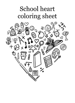 Preview of Teacher/school heart coloring sheet