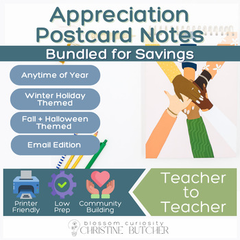 Preview of Teacher to Teacher Appreciation Postcard Notes Bundle