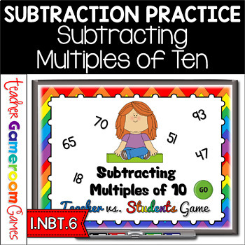 Preview of Subtracting Multiples of 10 Teacher vs Student Powerpoint Game