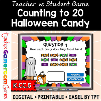 Preview of Counting to 20 Halloween Teacher vs. Student Powerpoint Game