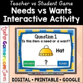 Teacher vs. Students - Needs vs. Wants Powerpoint Game  Di