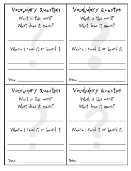 Preview of "Teacher, what does this word mean?" Vocabulary Question Cards