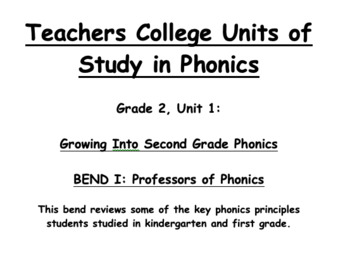 Preview of Teachers College - Growing Into Second Grade Phonics - WHOLE UNIT LESSON PLANS