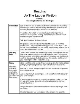 Preview of Teachers College Up The Ladder Fiction(Reading) Lesson plans for lesson 1-12