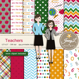 Teachers Digital papers and clipart SET