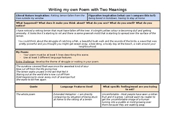 Preview of Teachers Example - Introducing Extended Metaphor Poetry