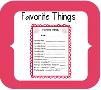 Preview of Teachers Favorite Things Questionnaire - Perfect for Teacher Appreciation Week