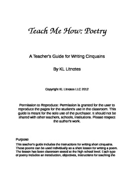Preview of Teacher's Guide for Writing Cinquains