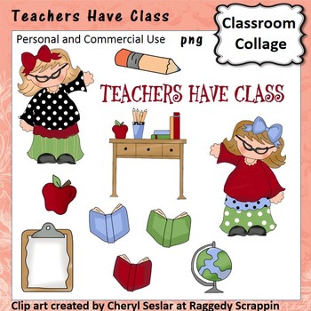 Teachers Have Class Clip Art Color Pers Comm Use Books Globe