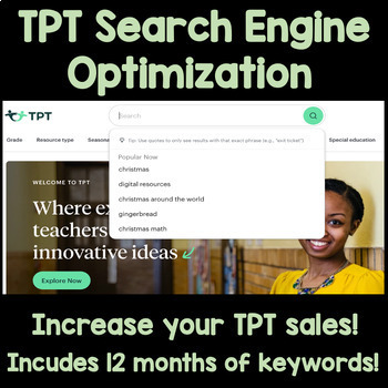Preview of Teachers Pay Teachers TPT Search Engine Optimization SEO Keywords