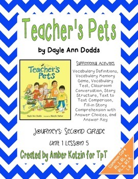 Preview of Teacher's Pets Supplemental Activities 2nd Grade Journeys Unit 1, Lesson 5