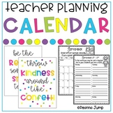 Teacher Planning Calendar, Printable Teacher Planner Pages