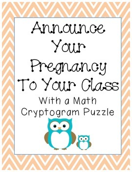 Preview of Teacher's Pregnancy Announcement Math Puzzle