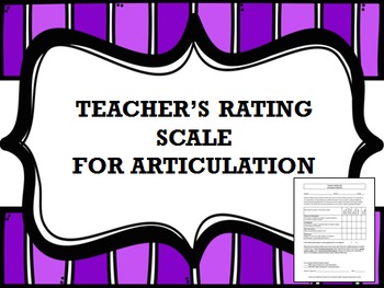 Preview of Teacher's Rating Scale for Articulation