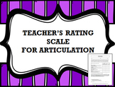 Teacher's Rating Scale for Articulation