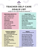 Teachers’ Re-Energizing Goals: A Planning Tool