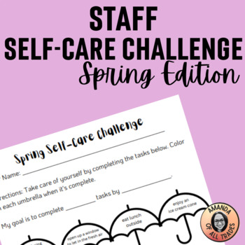 Preview of Teachers Staff Educator Wellness Self-Care Morale Spring Springtime Challenge