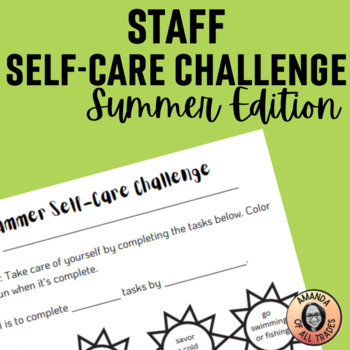 Preview of Teachers Staff Educator Wellness Self-Care Morale Summer Challenge