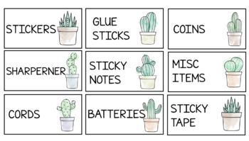 Preview of Teachers Toolbox Labels - Cactus
