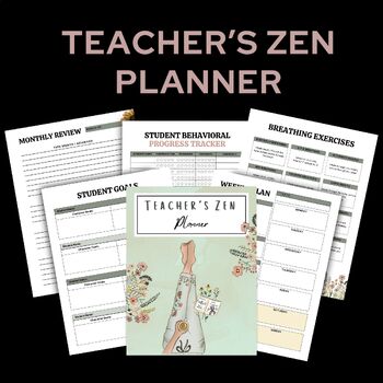 Preview of Teachers Zen planner,  mindfulness and stress relief Journal with trackers